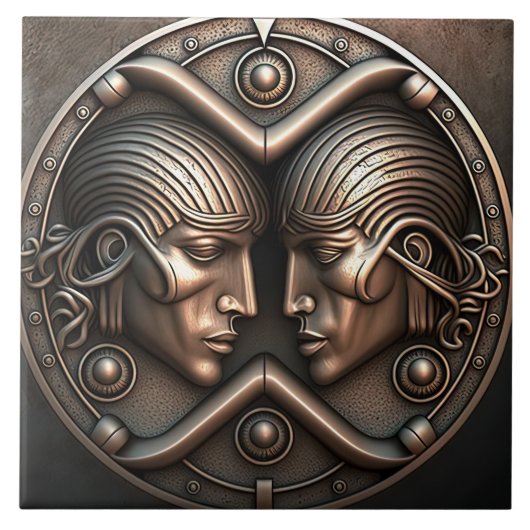 Gemini Zodiac Sign Gemini Horoscope Ceramic Tile Tegeltje (Voorkant)