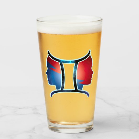 Gemini Zodiac Sign Glas (Voorkant gevuld)