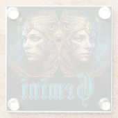 Gemini Zodiac Sign Glazen Onderzetter (Achterkant)