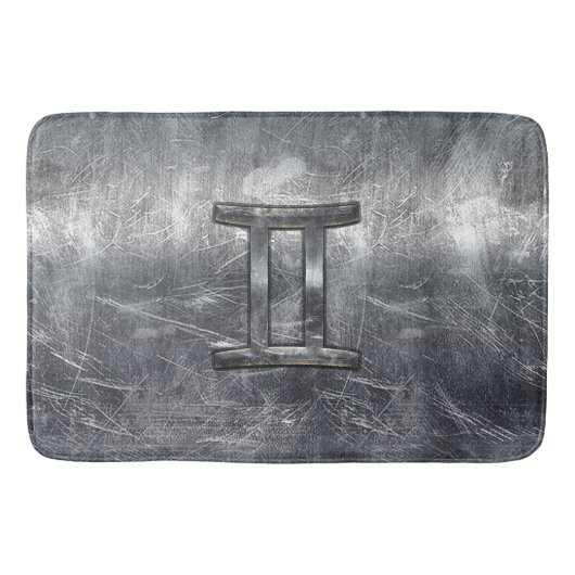 Gemini Zodiac Sign Grunge Distress Silver Badmat (Voorkant)