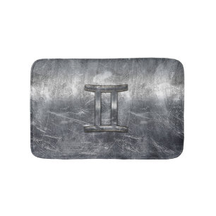 Gemini Zodiac Sign Grunge Distress Silver Badmat