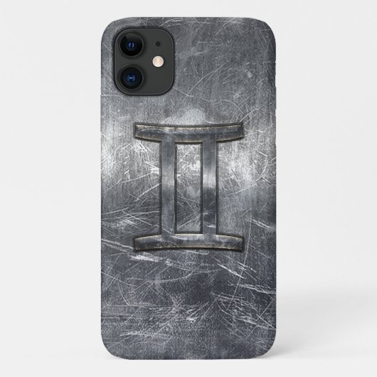 Gemini Zodiac Sign Grunge Distress Silver Case-Mate iPhone Case (Achterkant)
