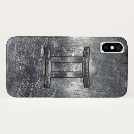 Gemini Zodiac Sign Grunge Distress Silver Case-Mate iPhone Case (Achterkant (horizontaal))