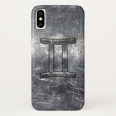 Gemini Zodiac Sign Grunge Distress Silver Case-Mate iPhone Case (Achterkant)