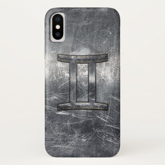 Gemini Zodiac Sign Grunge Distress Silver Case-Mate iPhone Case (Achterkant)