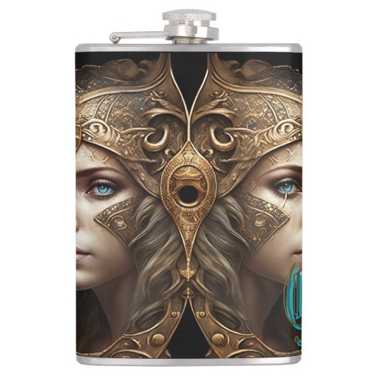 Gemini Zodiac Sign Heupfles (Voorkant)