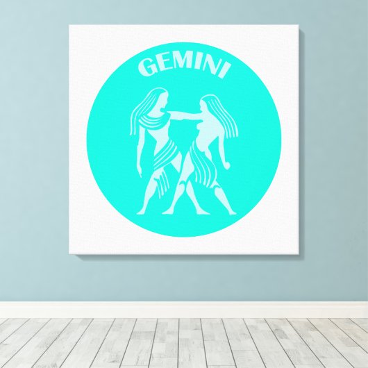 Gemini, Zodiac Sign, Horoscope, Astrology Canvas Afdruk (Insitu (Houten vloer))