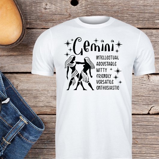 Gemini Zodiac Sign Horoscope Personality Traits T-shirt