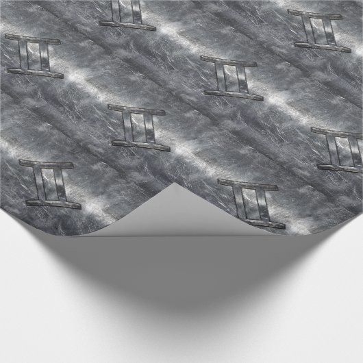 Gemini Zodiac Sign in Industrial Steel Style Cadeaupapier (Hoek)