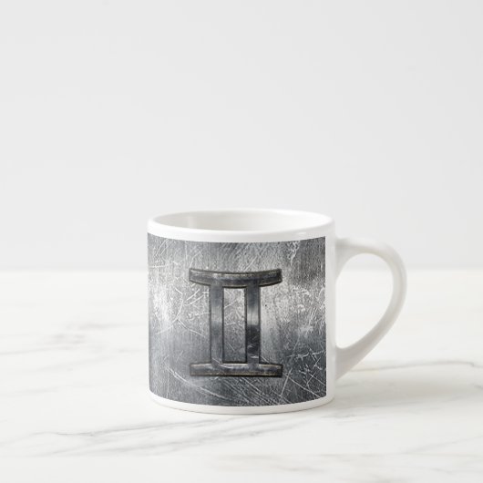 Gemini Zodiac Sign in Industrial Steel Style Espresso Kop (Rechts)