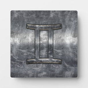 Gemini Zodiac Sign in Industrial Steel Style Fotoplaat