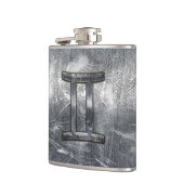 Gemini Zodiac Sign in Industrial Steel Style Heupfles (Links)