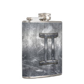 Gemini Zodiac Sign in Industrial Steel Style Heupfles (Rechts)