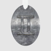 Gemini Zodiac Sign in Industrial Steel Style Ornament (voorkant)