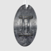 Gemini Zodiac Sign in Industrial Steel Style Ornament (voorkant)