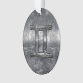 Gemini Zodiac Sign in Industrial Steel Style Ornament (voorkant)