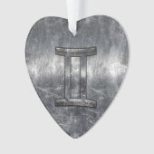 Gemini Zodiac Sign in Industrial Steel Style Ornament (voorkant)