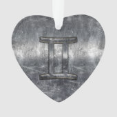 Gemini Zodiac Sign in Industrial Steel Style Ornament (voorkant)