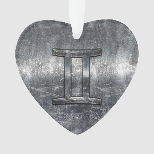 Gemini Zodiac Sign in Industrial Steel Style Ornament (voorkant)