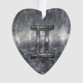 Gemini Zodiac Sign in Industrial Steel Style Ornament (voorkant)