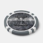 Gemini Zodiac Sign in Industrial Steel Style Poker Chips (Enkel)