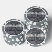 Gemini Zodiac Sign in Industrial Steel Style Poker Chips (Opstapeling)