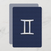 Gemini Zodiac Sign on Blue Carbon Fiber Style (Voorkant / Achterkant)