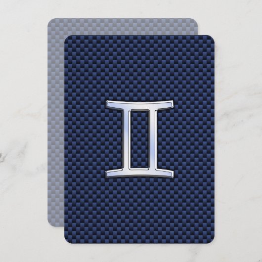 Gemini Zodiac Sign on Blue Carbon Fiber Style (Voorkant / Achterkant)