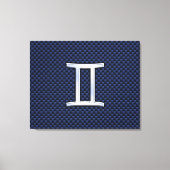 Gemini Zodiac Sign on Blue Carbon Fiber Style Canvas Afdruk (Voorkant)
