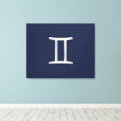 Gemini Zodiac Sign on Blue Carbon Fiber Style Canvas Afdruk (Insitu (Houten vloer))