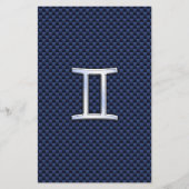 Gemini Zodiac Sign on Blue Carbon Fiber Style Flyer (Voorkant)