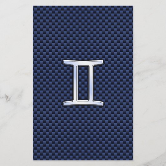 Gemini Zodiac Sign on Blue Carbon Fiber Style Flyer (Voorkant)