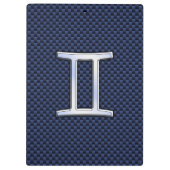 Gemini Zodiac Sign on Blue Carbon Fiber Style Klembord (Achterkant)