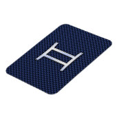 Gemini Zodiac Sign on Blue Carbon Fiber Style Magneet (Linkerzijde)