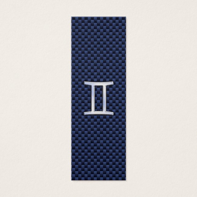 Gemini Zodiac Sign on Blue Carbon Fiber Style Mini Visitekaartjes (Voorkant)