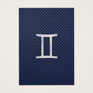 Gemini Zodiac Sign on Blue Carbon Fiber Style Visitekaartje