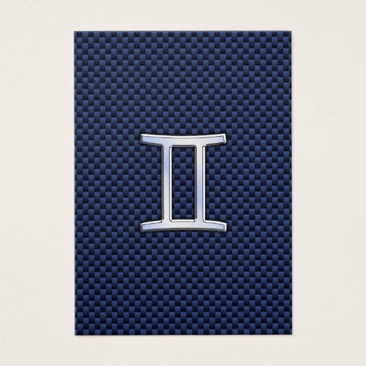 Gemini Zodiac Sign on Blue Carbon Fiber Style Visitekaartje (Voorkant)