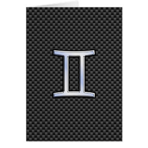 Gemini Zodiac Sign on Charcoal Carbon Fiber Print