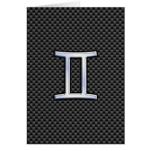 Gemini Zodiac Sign on Charcoal Carbon Fiber Print (Voorkant)