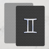 Gemini Zodiac Sign on Charcoal Carbon Fiber Print (Voorkant / Achterkant)