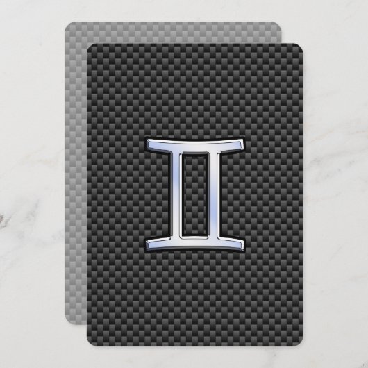 Gemini Zodiac Sign on Charcoal Carbon Fiber Print (Voorkant / Achterkant)