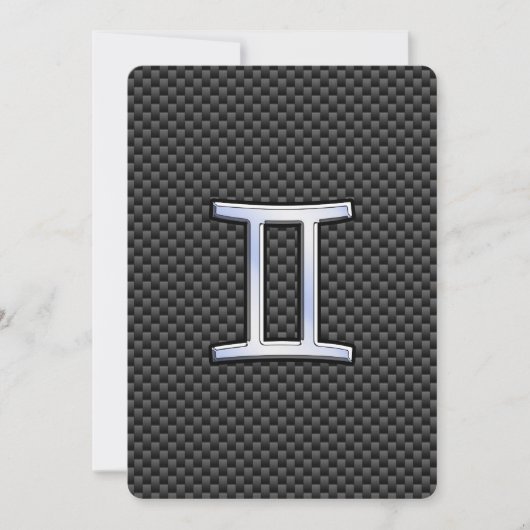 Gemini Zodiac Sign on Charcoal Carbon Fiber Print (Voorkant)