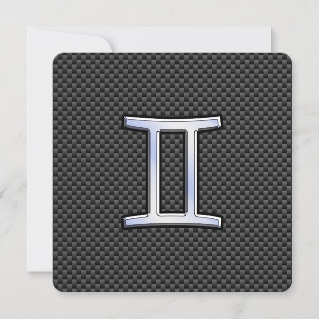 Gemini Zodiac Sign on Charcoal Carbon Fiber Print (Voorkant)