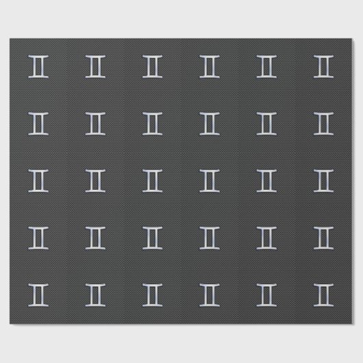 Gemini Zodiac Sign on Charcoal Carbon Fiber Print Cadeaupapier (Vlak)