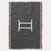 Gemini Zodiac Sign on Charcoal Carbon Fiber Print Deken (Voorkant Verticaal)