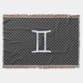 Gemini Zodiac Sign on Charcoal Carbon Fiber Print Deken (Voorkant)