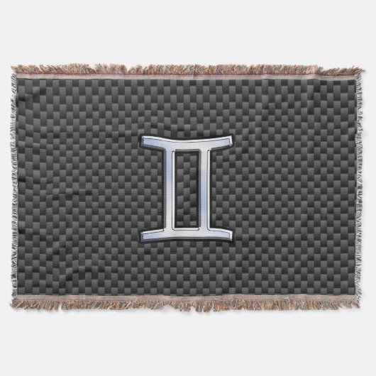 Gemini Zodiac Sign on Charcoal Carbon Fiber Print Deken (Voorkant)