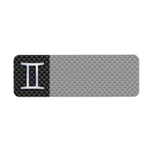 Gemini Zodiac Sign on Charcoal Carbon Fiber Print Etiket (Voorkant)