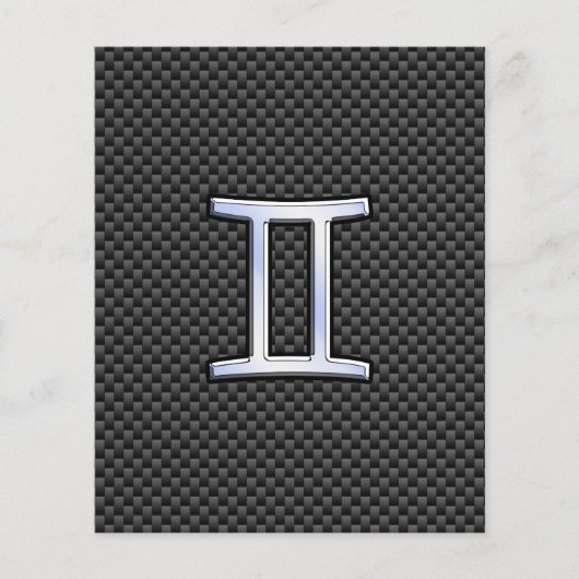 Gemini Zodiac Sign on Charcoal Carbon Fiber Print Flyer (Voorkant)