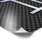 Gemini Zodiac Sign on Charcoal Carbon Fiber Print Foto Afdruk (Hoek)